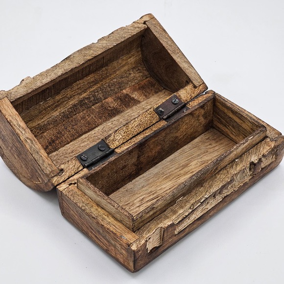 Vintage Wooden Owl on Branches Jewelry Chest - Rustic Hand Carved Trinket Box - Picture 8 of 8